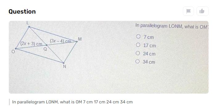 How Do You Determine OM in Parallelogram LONM Among the Given Measurements?